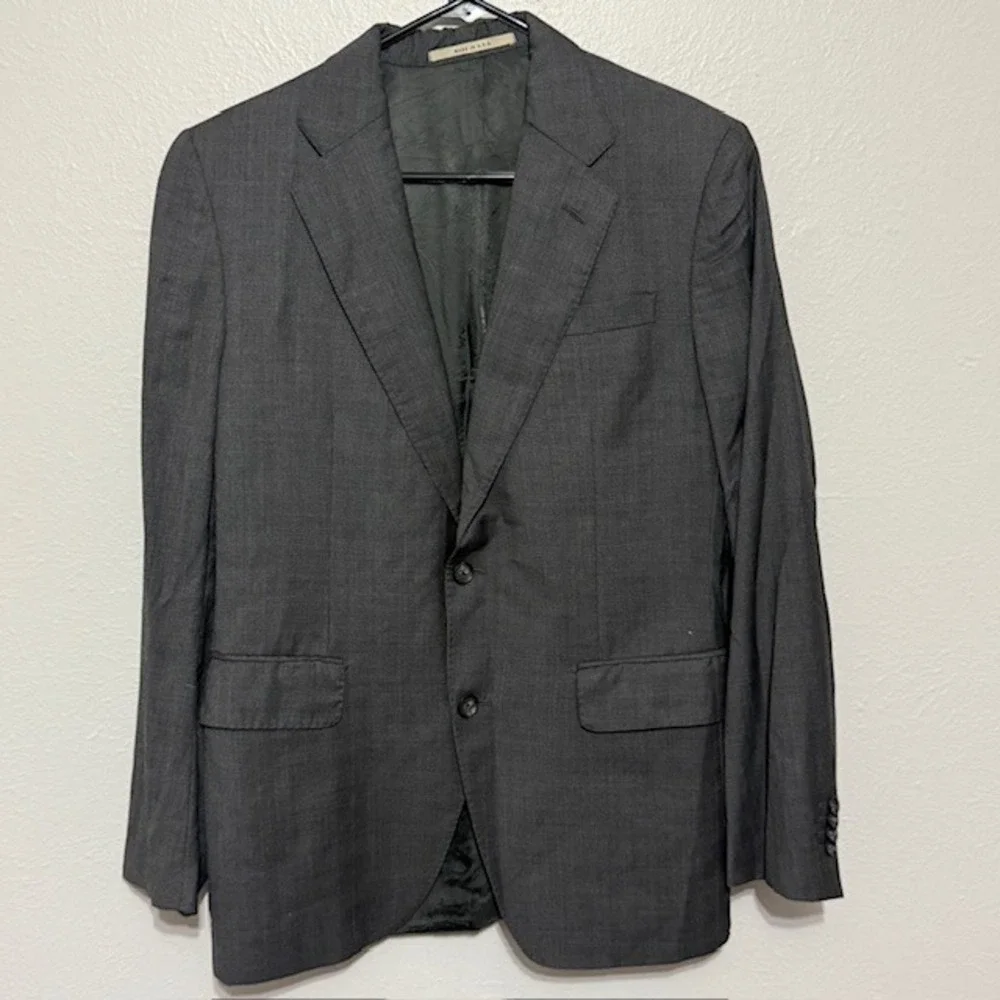 Vintage‎ Valentino Mens Gray Virgin Wool Cashmere Glen Plaid Blazer Sport Coat